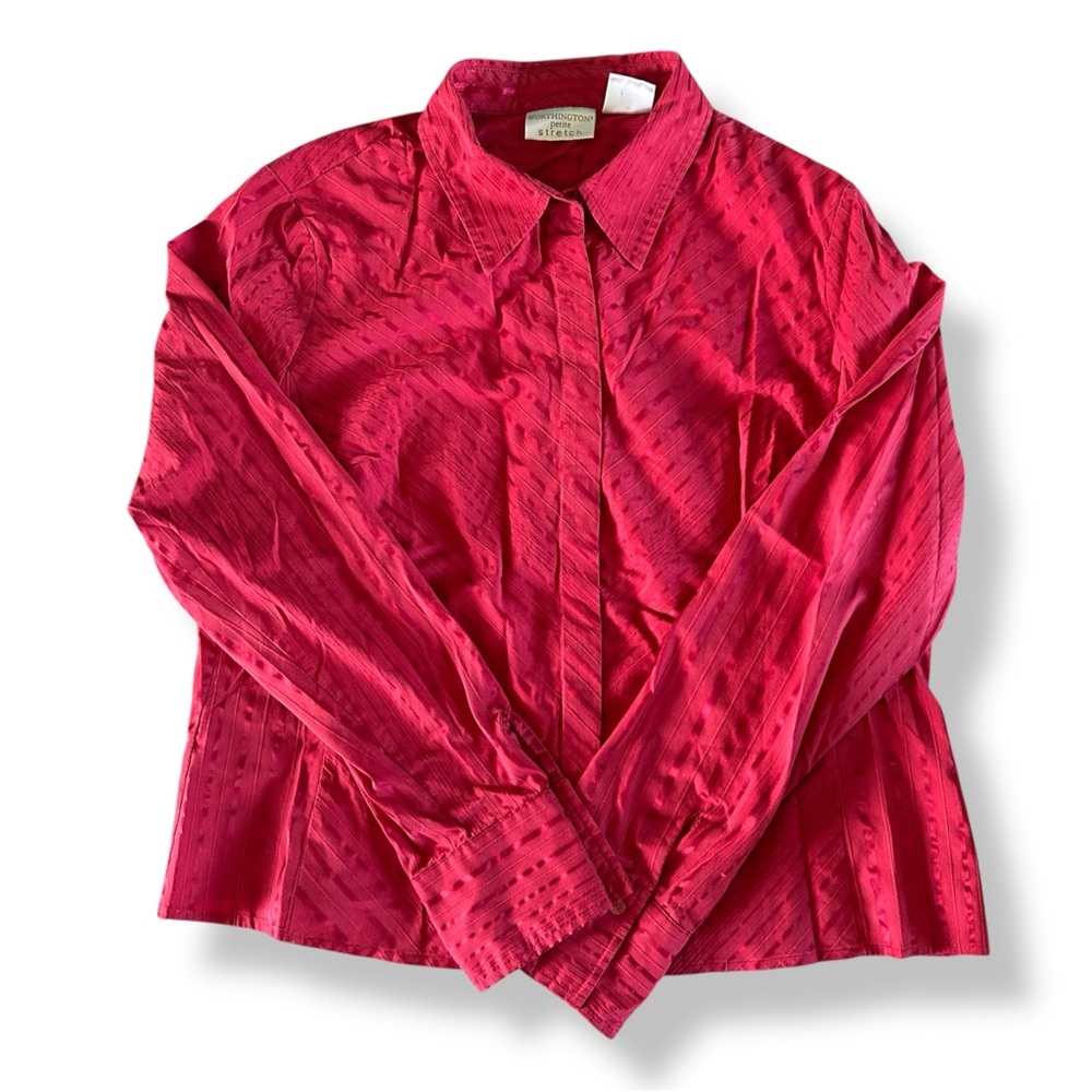 [Worthington] Deep Pink Striped Button Top